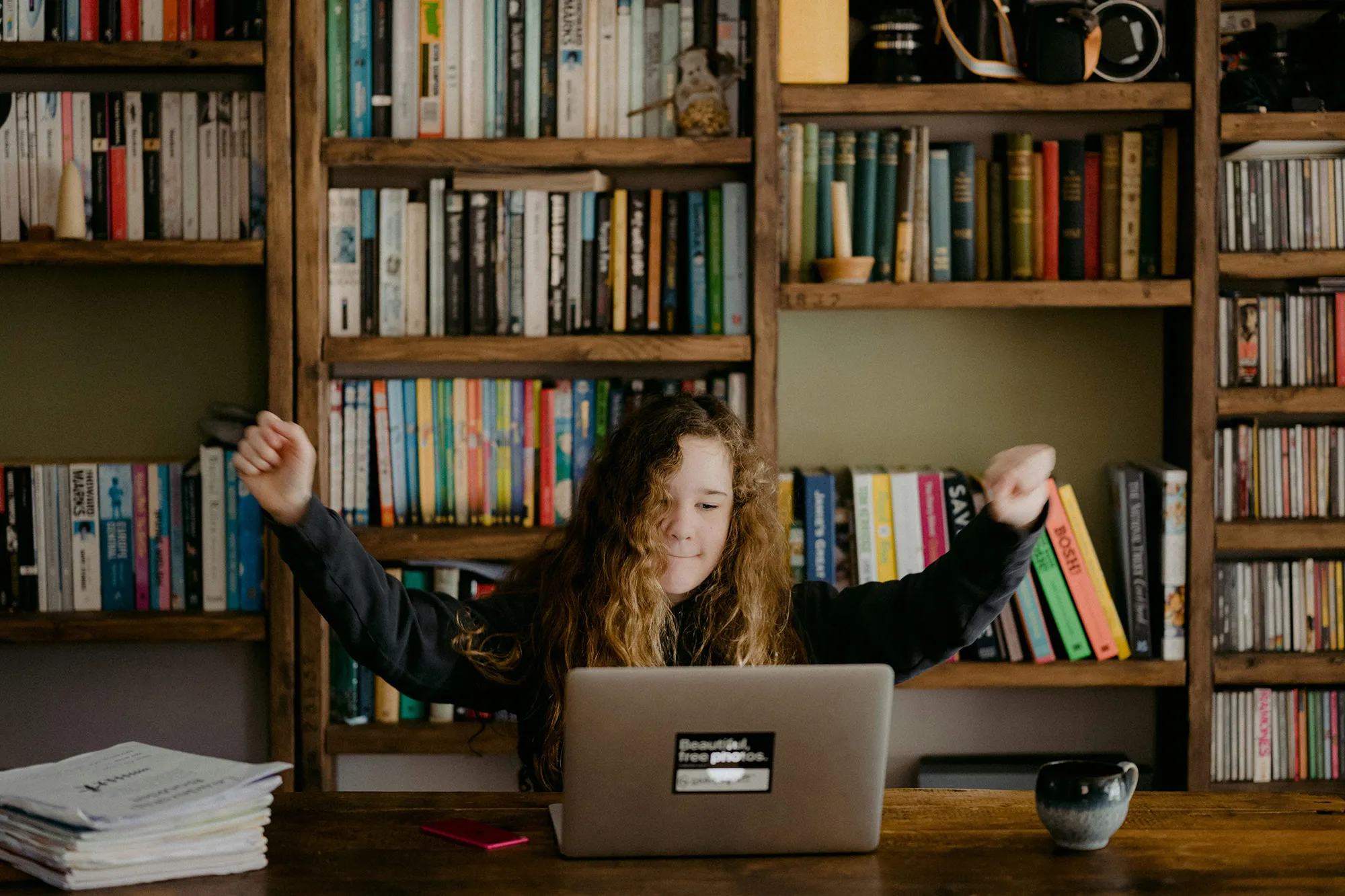 Happy girl with laptop